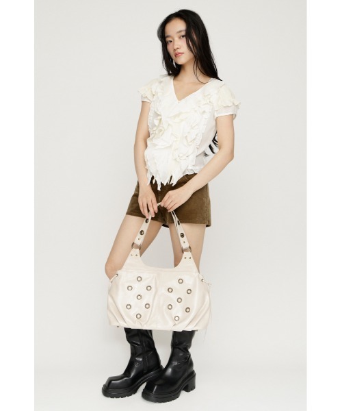 SLY（スライ）の「MIX FRILL COMPACT BL ミックスフリルコンパクトブラウス 夏服 秋服（シャツ/ブラウス・レディース・アイボリー/ネイビー系/ブラック系その他2・FREE）」の6枚目の写真