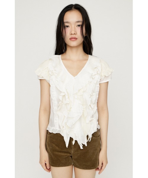 SLY（スライ）の「MIX FRILL COMPACT BL ミックスフリルコンパクトブラウス 夏服 秋服（シャツ/ブラウス・レディース・アイボリー/ネイビー系/ブラック系その他2・FREE）」の8枚目の写真