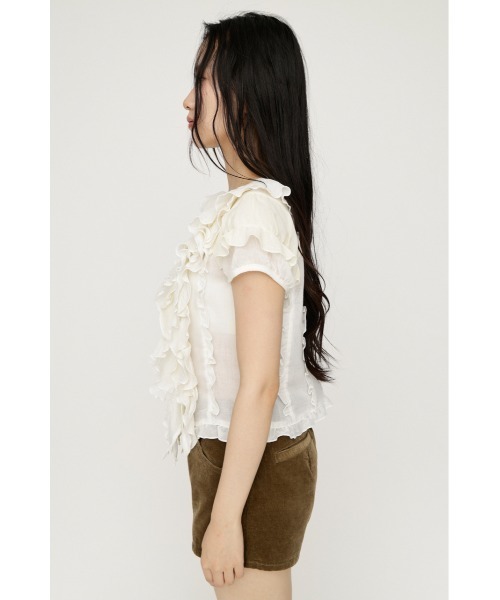 SLY（スライ）の「MIX FRILL COMPACT BL ミックスフリルコンパクトブラウス 夏服 秋服（シャツ/ブラウス・レディース・アイボリー/ネイビー系/ブラック系その他2・FREE）」の4枚目の写真