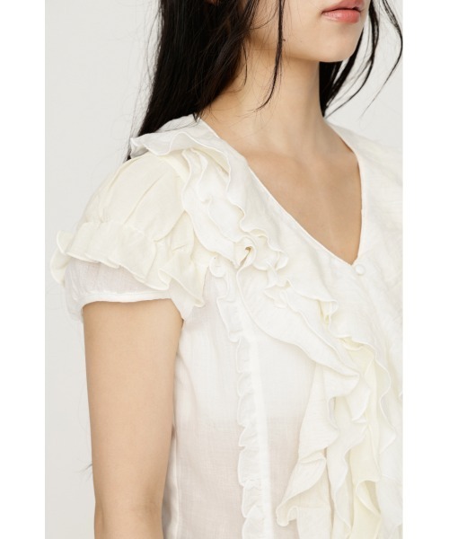 SLY（スライ）の「MIX FRILL COMPACT BL ミックスフリルコンパクトブラウス 夏服 秋服（シャツ/ブラウス・レディース・アイボリー/ネイビー系/ブラック系その他2・FREE）」の19枚目の写真