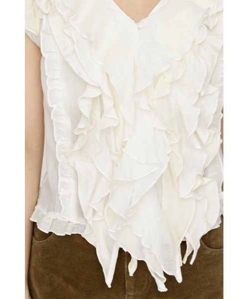 SLY（スライ）の「MIX FRILL COMPACT BL ミックスフリルコンパクトブラウス 夏服 秋服（シャツ/ブラウス・レディース・アイボリー/ネイビー系/ブラック系その他2・FREE）」の20枚目の写真