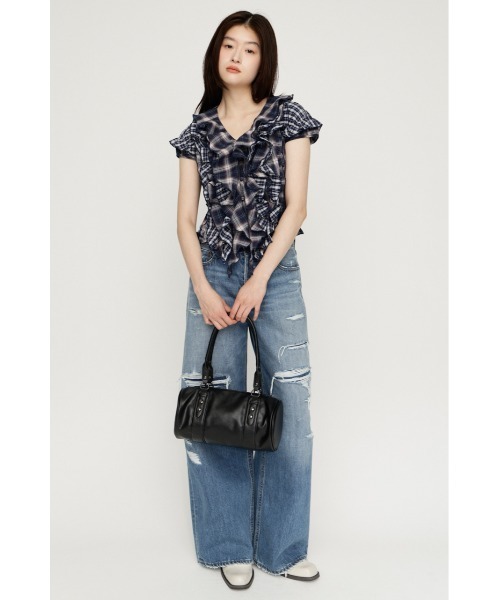 SLY（スライ）の「MIX FRILL COMPACT BL ミックスフリルコンパクトブラウス 夏服 秋服（シャツ/ブラウス・レディース・アイボリー/ネイビー系/ブラック系その他2・FREE）」の17枚目の写真