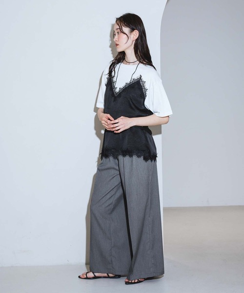 LAKOLE(ラコレ)の「サテンドッキングT / 1023225(Tシャツ/カットソー・レディース・チャコール/オフホワイト/ライトブルー・FREE)」の8枚目の写真