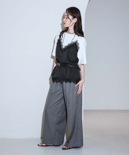 LAKOLE(ラコレ)の「サテンドッキングT / 1023225(Tシャツ/カットソー・レディース・チャコール/オフホワイト/ライトブルー・FREE)」の7枚目の写真