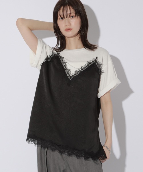 LAKOLE(ラコレ)の「サテンドッキングT / 1023225(Tシャツ/カットソー・レディース・チャコール/オフホワイト/ライトブルー・FREE)」の19枚目の写真
