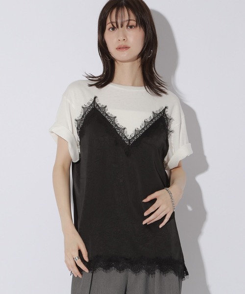 LAKOLE(ラコレ)の「サテンドッキングT / 1023225(Tシャツ/カットソー・レディース・チャコール/オフホワイト/ライトブルー・FREE)」の18枚目の写真