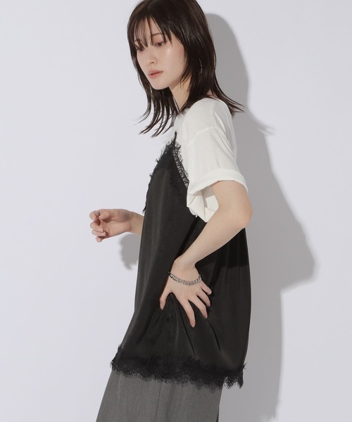 LAKOLE(ラコレ)の「サテンドッキングT / 1023225(Tシャツ/カットソー・レディース・チャコール/オフホワイト/ライトブルー・FREE)」の17枚目の写真