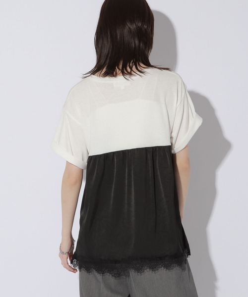 LAKOLE(ラコレ)の「サテンドッキングT / 1023225(Tシャツ/カットソー・レディース・チャコール/オフホワイト/ライトブルー・FREE)」の16枚目の写真