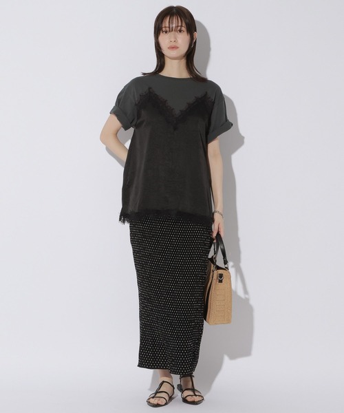 LAKOLE(ラコレ)の「サテンドッキングT / 1023225(Tシャツ/カットソー・レディース・チャコール/オフホワイト/ライトブルー・FREE)」の15枚目の写真