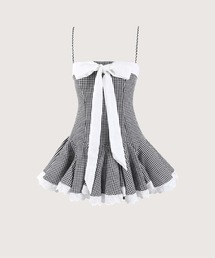 Cheerful Plaid Big Ribbon Cami Dress