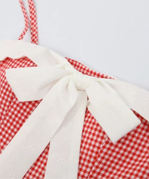 LA POMME petit(ラポミ・プチ)の「Cheerful Plaid Big Ribbon Cami Dress(ワンピース・レディース・ブラック/レッド・SMALL/MEDIUM)」の3枚目の写真