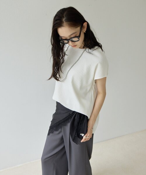 DISCOAT(ディスコート)の「【Noka/WEB限定】ワイドリブフレンチTシャツ(Tシャツ/カットソー・レディース・オフホワイト/ブラウン/ブラック・FREE)」の12枚目の写真