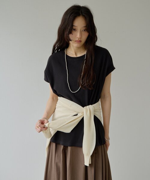 DISCOAT(ディスコート)の「【Noka/WEB限定】ワイドリブフレンチTシャツ(Tシャツ/カットソー・レディース・オフホワイト/ブラウン/ブラック・FREE)」の15枚目の写真