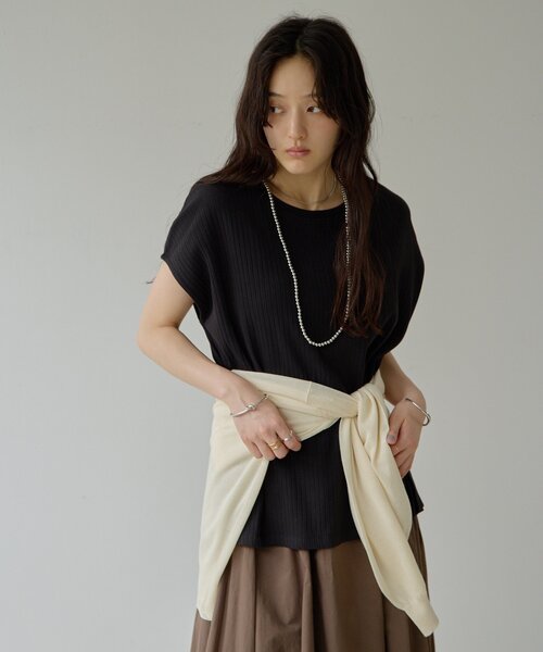 DISCOAT(ディスコート)の「【Noka/WEB限定】ワイドリブフレンチTシャツ(Tシャツ/カットソー・レディース・オフホワイト/ブラウン/ブラック・FREE)」の16枚目の写真