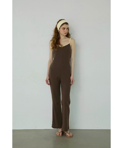 ALEXIA STAM（アリシアスタン）の「Contrast Color Cami Jumpsuit /パッドinジャンプスーツ（ワンピース・レディース・グレー/ブラウン/ネイビー・S/M/L）」の2枚目の写真