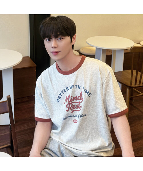 MINDBRIDGE（マインドブリッジ）の「[UNS]ドゥグッド_レタリングオーバーフィットリンガー半袖Tシャツ - 2カラー（Tシャツ/カットソー・メンズ・ライトグレー/オートミール・100/110/95/105）」の2枚目の写真