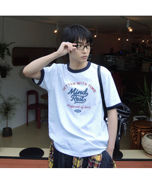 [UNS]ドゥグッド_レタリングオーバーフィットリンガー半袖Tシャツ - 2カラー