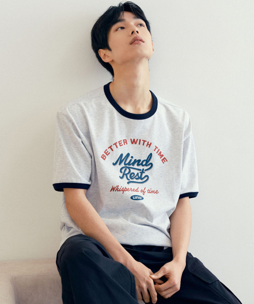 MINDBRIDGE（マインドブリッジ）の「[UNS]ドゥグッド_レタリングオーバーフィットリンガー半袖Tシャツ - 2カラー（Tシャツ/カットソー・メンズ・ライトグレー/オートミール・100/110/95/105）」の3枚目の写真