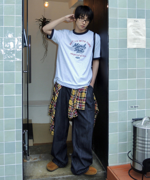MINDBRIDGE（マインドブリッジ）の「[UNS]ドゥグッド_レタリングオーバーフィットリンガー半袖Tシャツ - 2カラー（Tシャツ/カットソー・メンズ・ライトグレー/オートミール・100/110/95/105）」の5枚目の写真