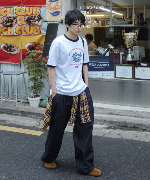 MINDBRIDGE（マインドブリッジ）の「[UNS]ドゥグッド_レタリングオーバーフィットリンガー半袖Tシャツ - 2カラー（Tシャツ/カットソー・メンズ・ライトグレー/オートミール・100/110/95/105）」の6枚目の写真