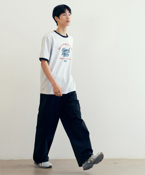 MINDBRIDGE（マインドブリッジ）の「[UNS]ドゥグッド_レタリングオーバーフィットリンガー半袖Tシャツ - 2カラー（Tシャツ/カットソー・メンズ・ライトグレー/オートミール・100/110/95/105）」の10枚目の写真