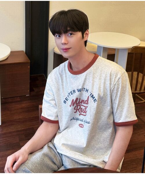MINDBRIDGE（マインドブリッジ）の「[UNS]ドゥグッド_レタリングオーバーフィットリンガー半袖Tシャツ - 2カラー（Tシャツ/カットソー・メンズ・ライトグレー/オートミール・100/110/95/105）」の15枚目の写真