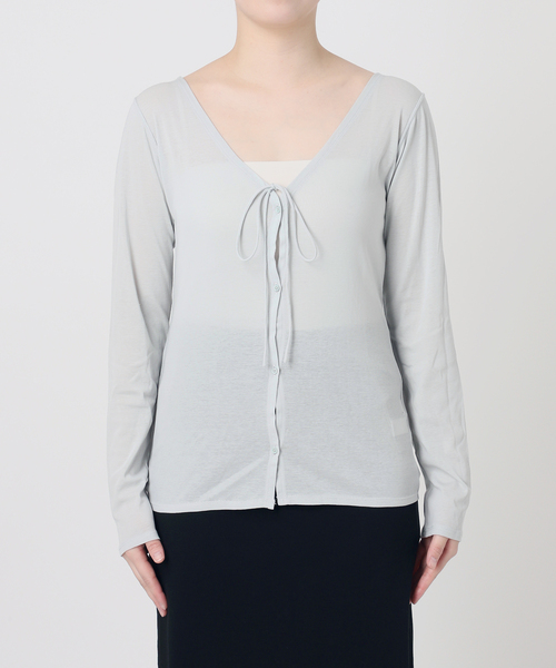 EMILY WEEK(エミリーウィーク)の「《追加/新色あり》コットンソフトフライスカーディガン(Tシャツ/カットソー・レディース・アイボリー/ブラック・FREE)」の3枚目の写真