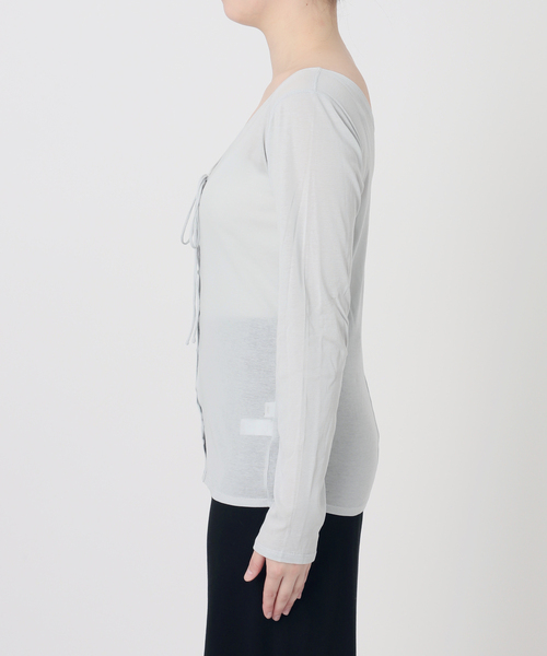 EMILY WEEK(エミリーウィーク)の「《追加/新色あり》コットンソフトフライスカーディガン(Tシャツ/カットソー・レディース・アイボリー/ブラック・FREE)」の4枚目の写真