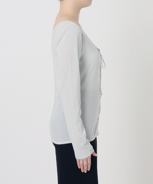 EMILY WEEK(エミリーウィーク)の「《追加/新色あり》コットンソフトフライスカーディガン(Tシャツ/カットソー・レディース・アイボリー/ブラック・FREE)」の6枚目の写真