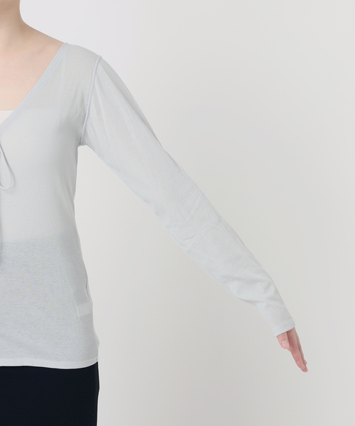 EMILY WEEK(エミリーウィーク)の「《追加/新色あり》コットンソフトフライスカーディガン(Tシャツ/カットソー・レディース・アイボリー/ブラック・FREE)」の7枚目の写真
