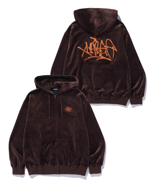 XLARGE(エクストララージ)の「TAGGING VELOUR ZIP HOODIE(パーカー・メンズ・ネイビー/ブラウン/ブラック・S/M/L/XL)」の5枚目の写真