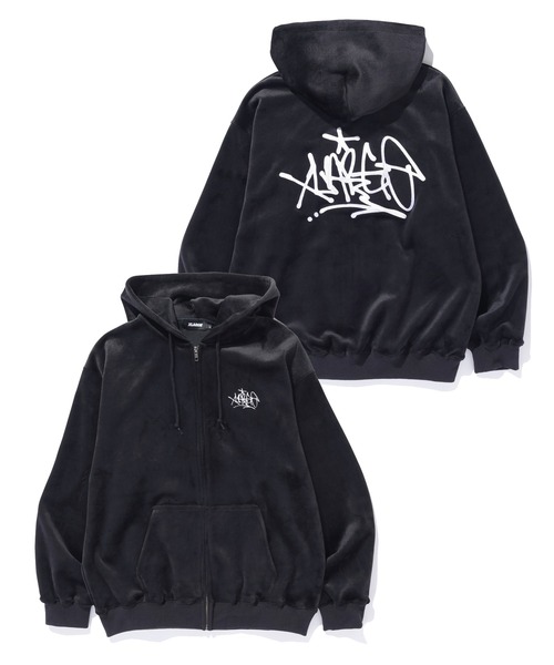 XLARGE(エクストララージ)の「TAGGING VELOUR ZIP HOODIE(パーカー・メンズ・ネイビー/ブラウン/ブラック・S/M/L/XL)」の4枚目の写真