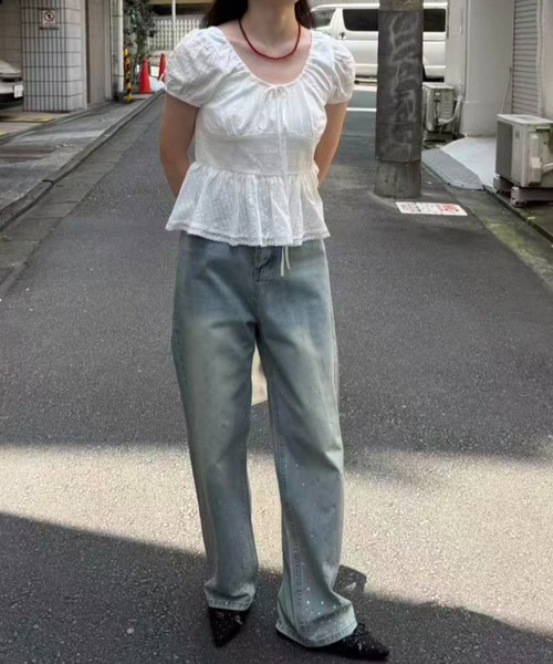mebole（メボレ）の「front ribbon peplum blouse（Tシャツ/カットソー・レディース・ホワイト・FREE）」の16枚目の写真