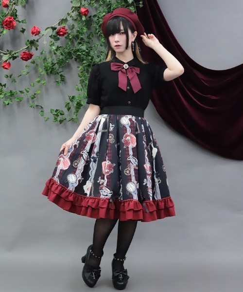 タグ付未使用！完売品 pois ボタンラインスカート　ブラック M ダークワンダーランドスカート（スカート）｜NIBBLE POISON（ニブル