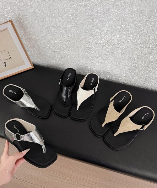 Miniministore(ミニミニストア)の「厚底トングサンダルスクエアトゥミュール夏(サンダル・レディース・ベージュ/ブラック/シルバー/アイボリー・23.0cm/24.5cm/24.0cm/22.5cm/23.5cm)」の20枚目の写真