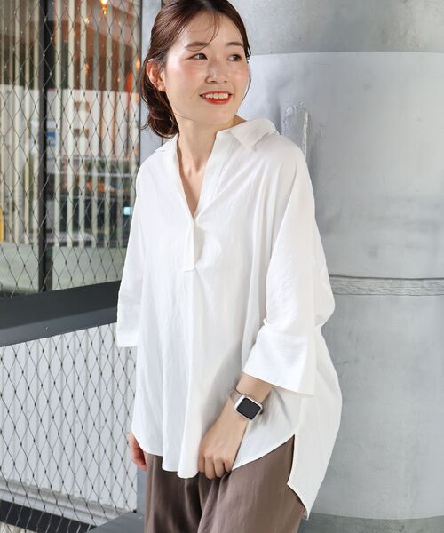 le.coeur blanc(ルクールブラン)の「バッククロススキッパーシャツ(シャツ/ブラウス・レディース・オフホワイト/ブラウン/サックスブルー・38)」の15枚目の写真