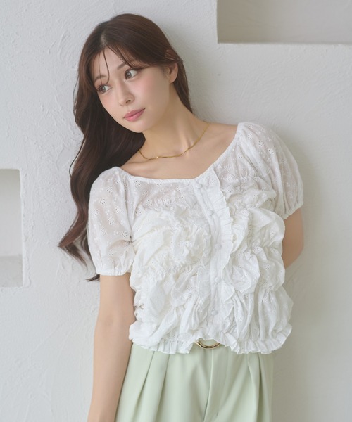 Ambre Neige(アンブルネージュ)の「crinkly flill tops / クシュクシュフリルトップス(シャツ/ブラウス・レディース・オフホワイト/ダークブラウン/その他・FREE)」の22枚目の写真