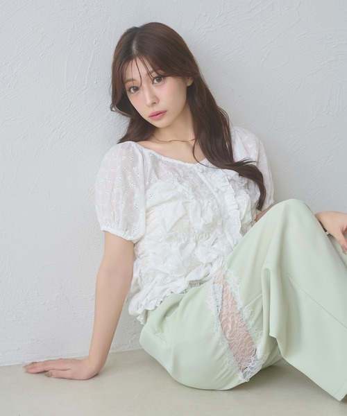 Ambre Neige(アンブルネージュ)の「crinkly flill tops / クシュクシュフリルトップス(シャツ/ブラウス・レディース・オフホワイト/ダークブラウン/その他・FREE)」の20枚目の写真