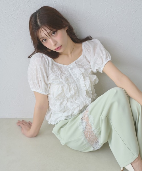 Ambre Neige(アンブルネージュ)の「crinkly flill tops / クシュクシュフリルトップス(シャツ/ブラウス・レディース・オフホワイト/ダークブラウン/その他・FREE)」の21枚目の写真