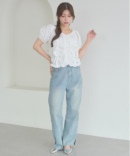 Ambre Neige(アンブルネージュ)の「crinkly flill tops / クシュクシュフリルトップス(シャツ/ブラウス・レディース・オフホワイト/ダークブラウン/その他・FREE)」の14枚目の写真