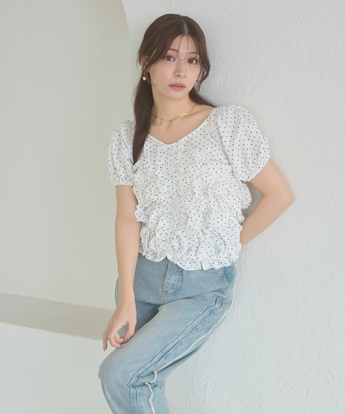 Ambre Neige(アンブルネージュ)の「crinkly flill tops / クシュクシュフリルトップス(シャツ/ブラウス・レディース・オフホワイト/ダークブラウン/その他・FREE)」の11枚目の写真
