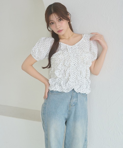 Ambre Neige(アンブルネージュ)の「crinkly flill tops / クシュクシュフリルトップス(シャツ/ブラウス・レディース・オフホワイト/ダークブラウン/その他・FREE)」の12枚目の写真