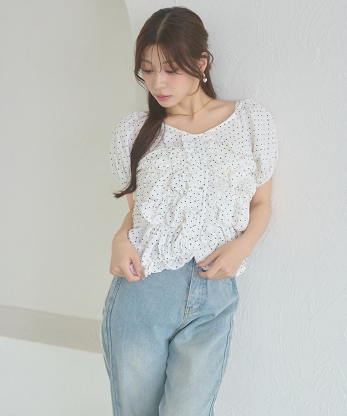 Ambre Neige(アンブルネージュ)の「crinkly flill tops / クシュクシュフリルトップス(シャツ/ブラウス・レディース・オフホワイト/ダークブラウン/その他・FREE)」の13枚目の写真
