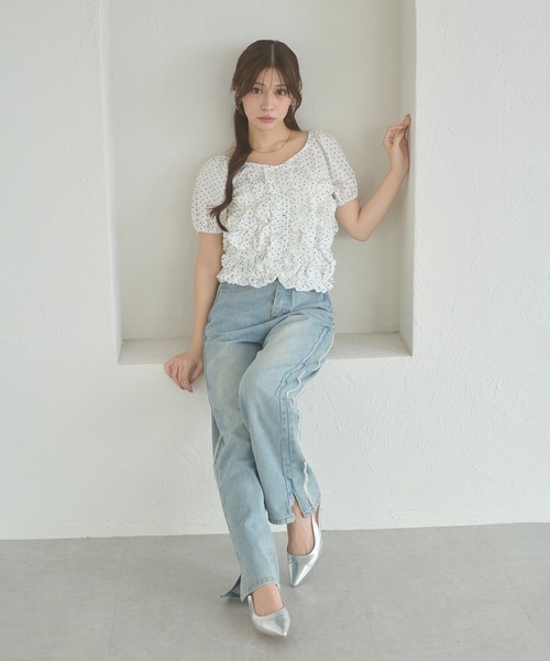 Ambre Neige(アンブルネージュ)の「crinkly flill tops / クシュクシュフリルトップス(シャツ/ブラウス・レディース・オフホワイト/ダークブラウン/その他・FREE)」の15枚目の写真