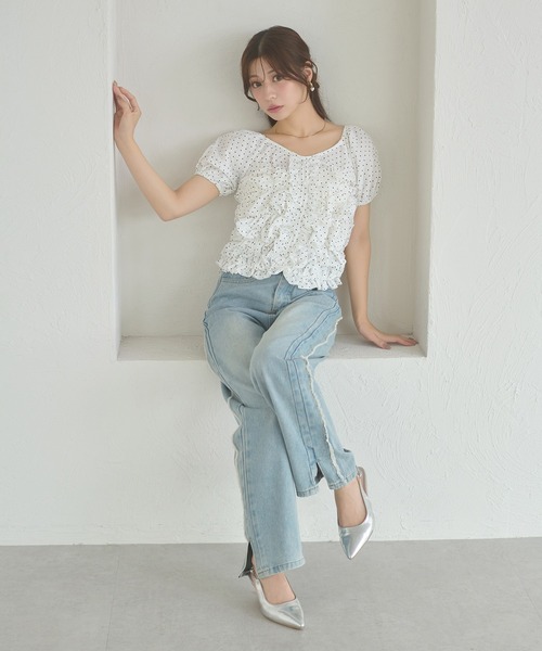 Ambre Neige(アンブルネージュ)の「crinkly flill tops / クシュクシュフリルトップス(シャツ/ブラウス・レディース・オフホワイト/ダークブラウン/その他・FREE)」の17枚目の写真