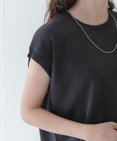 URBAN RESEARCH Sonny Label(アーバンリサーチサニーレーベル)の「リネンライクフレンチスリーブサマーニットプルオーバー(ニット/セーター・レディース・ベージュ系その他/チャコールグレー・FREE)」の16枚目の写真
