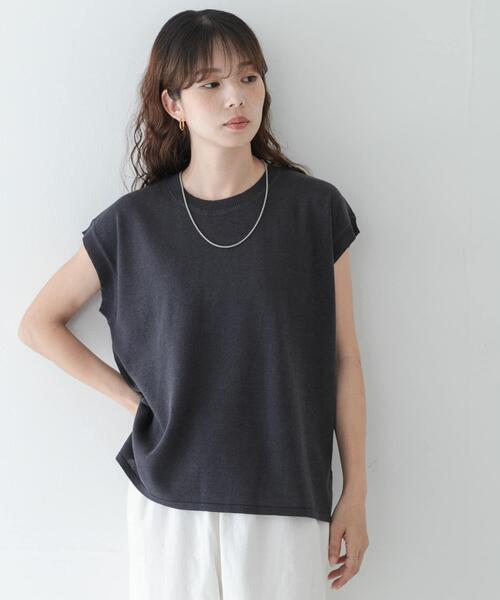 URBAN RESEARCH Sonny Label(アーバンリサーチサニーレーベル)の「リネンライクフレンチスリーブサマーニットプルオーバー(ニット/セーター・レディース・ベージュ系その他/チャコールグレー・FREE)」の17枚目の写真