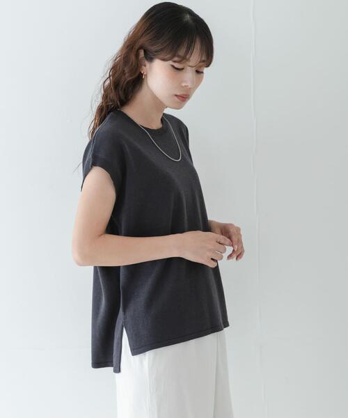 URBAN RESEARCH Sonny Label(アーバンリサーチサニーレーベル)の「リネンライクフレンチスリーブサマーニットプルオーバー(ニット/セーター・レディース・ベージュ系その他/チャコールグレー・FREE)」の18枚目の写真