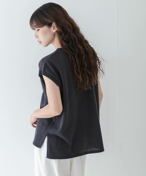 URBAN RESEARCH Sonny Label(アーバンリサーチサニーレーベル)の「リネンライクフレンチスリーブサマーニットプルオーバー(ニット/セーター・レディース・ベージュ系その他/チャコールグレー・FREE)」の19枚目の写真