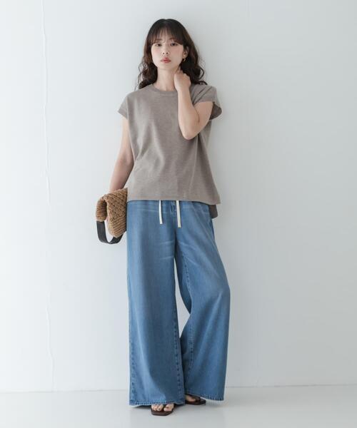 URBAN RESEARCH Sonny Label(アーバンリサーチサニーレーベル)の「リネンライクフレンチスリーブサマーニットプルオーバー(ニット/セーター・レディース・ベージュ系その他/チャコールグレー・FREE)」の12枚目の写真